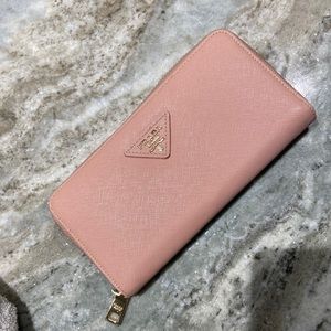 Pink Prada Zip Up Wallet